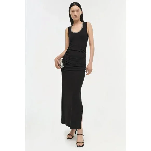 SIMKHAI Fiamma Tank Midi Dress in Black Small New Womens Long Maxi Gown